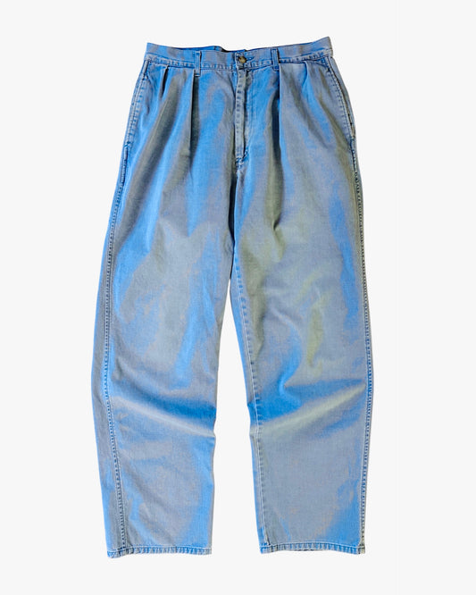 Vintage 90s Polo Ralph Lauren Faded Light Blue Double Pleated Pants