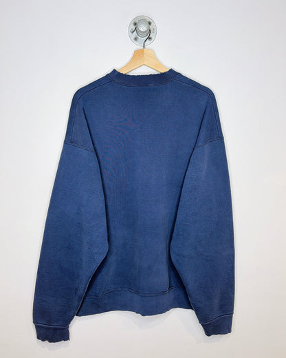 Vintage 90s Carleton Faded & Distressed Navy Supercotton Crewneck Sweatshirt