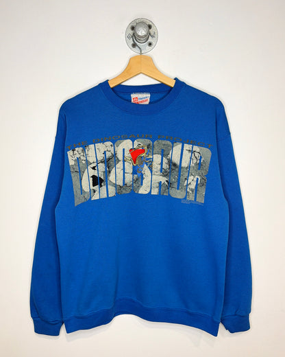 Vintage 1993 The Dinosaur Project Glitter Fossil Blue Crewneck Sweatshirt