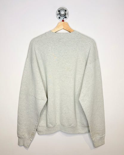 Vintage 1990s Feather Necklace Graphic Print Grey Crewneck Sweatshirt