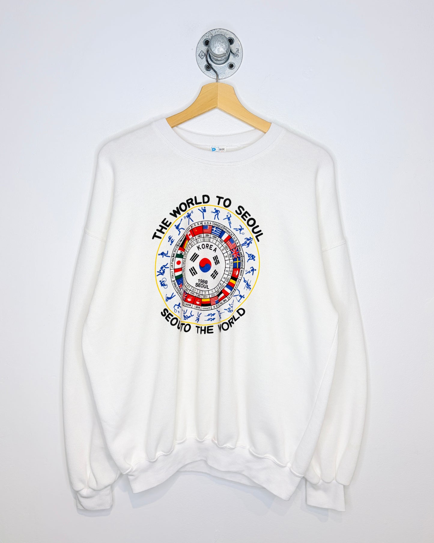 Vintage 1988 Seoul Korea Olympics White Crewneck Sweatshirt
