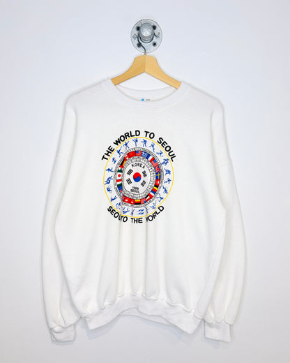 Vintage 1988 Seoul Korea Olympics White Crewneck Sweatshirt