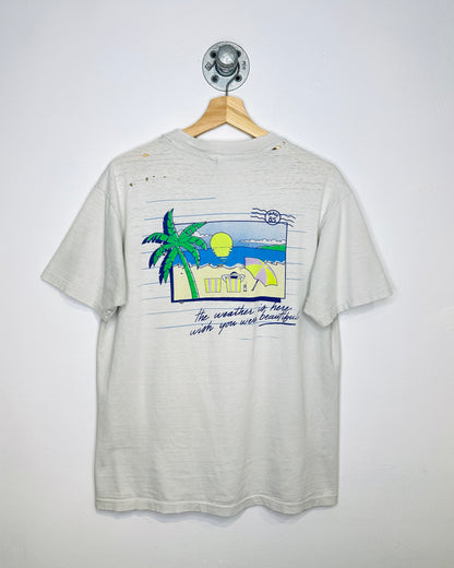 Vintage 90s Poi Boy Of Maui White Distressed Pocket Tee Shirt