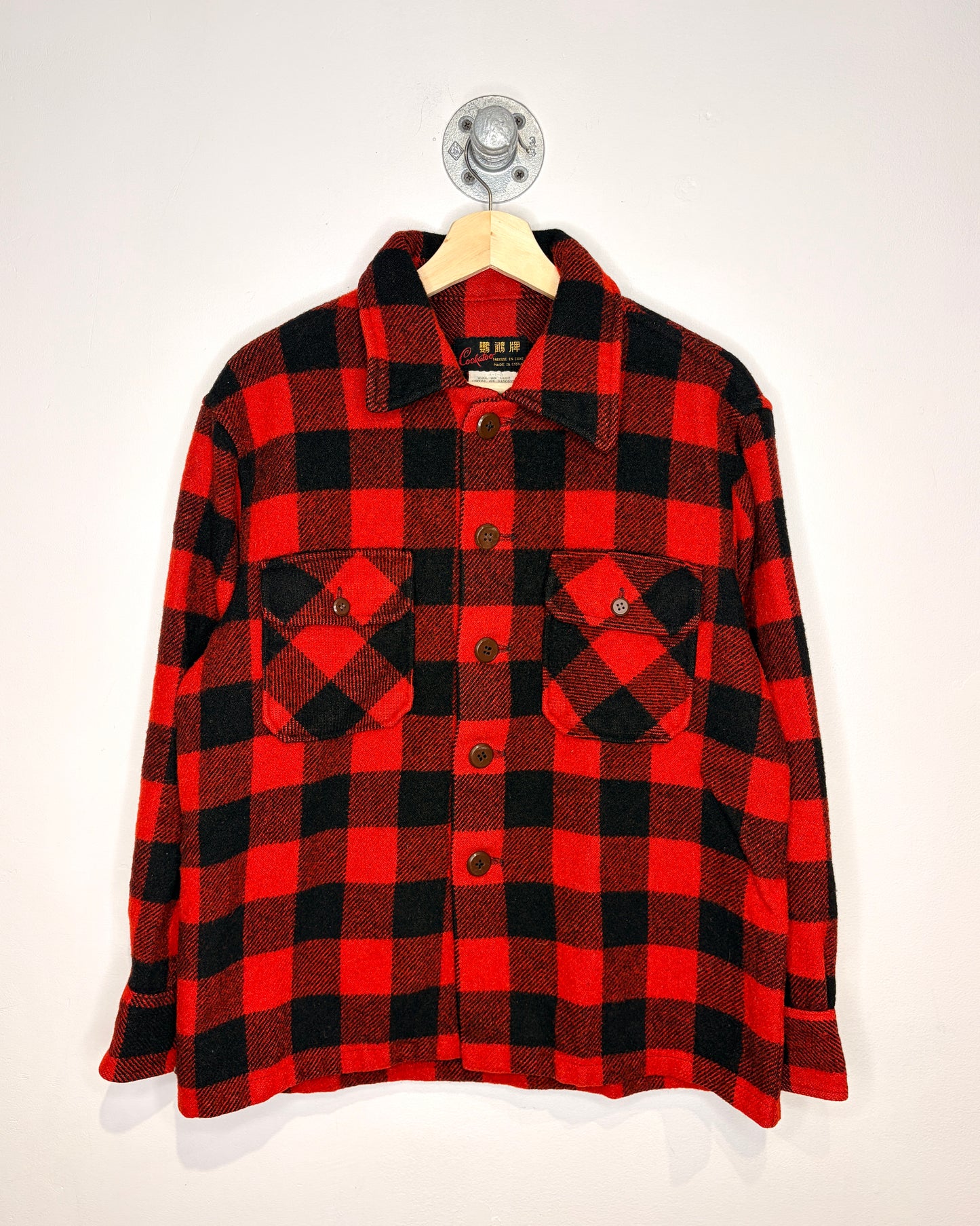 Vintage 80s Cockatoo Plaid Red & Black Wool Jacket