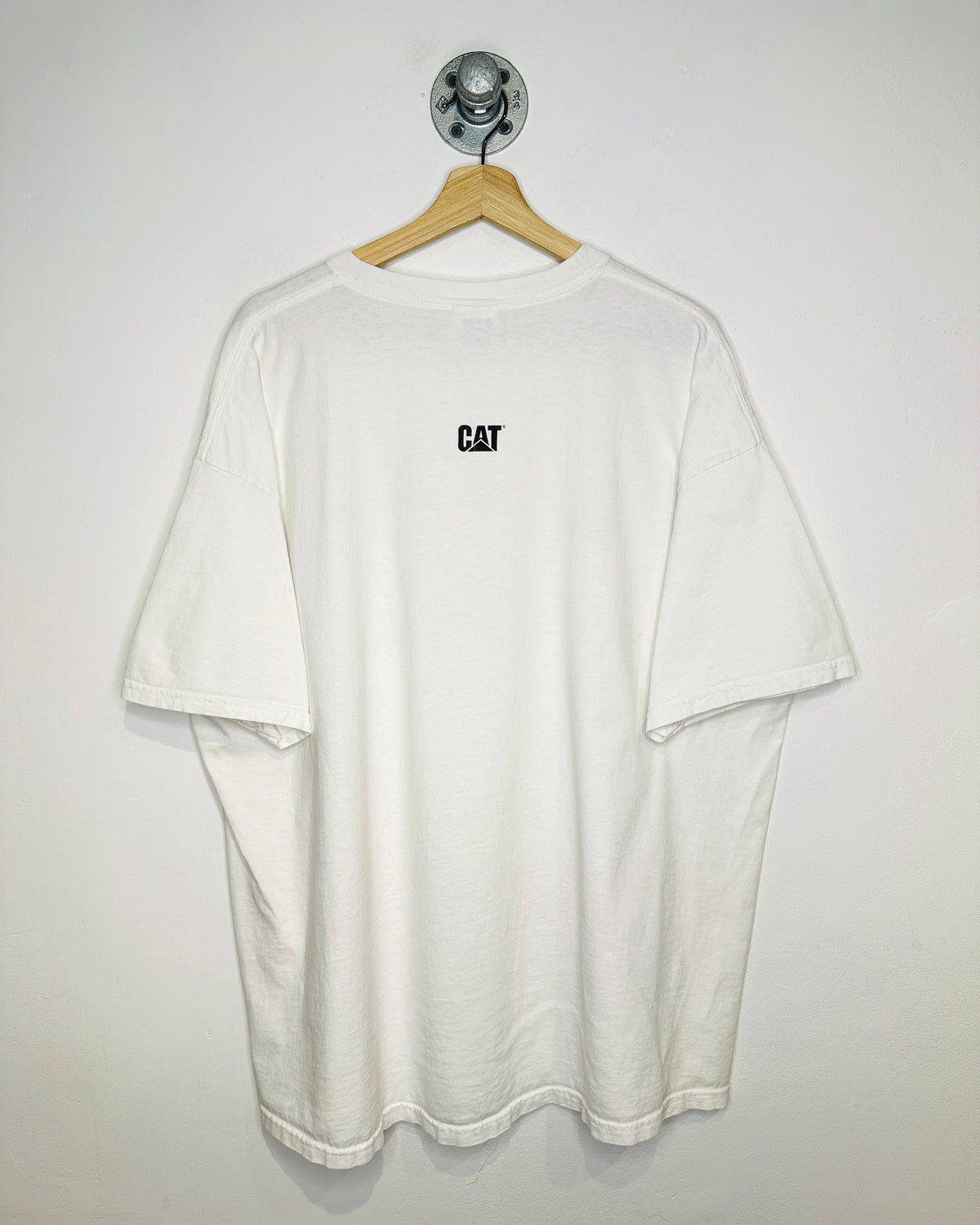 2000s Caterpillar Finning Cat White Tee Shirt