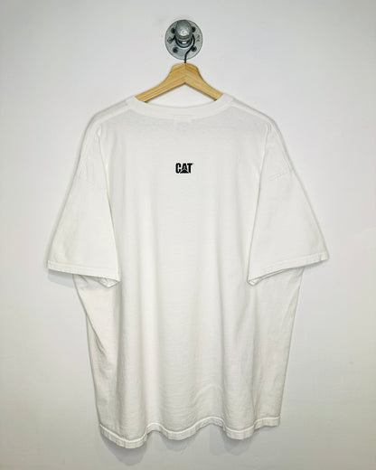 2000s Caterpillar Finning Cat White Tee Shirt