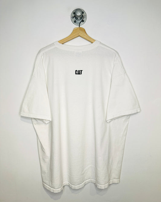 2000s Caterpillar Finning Cat White Tee Shirt