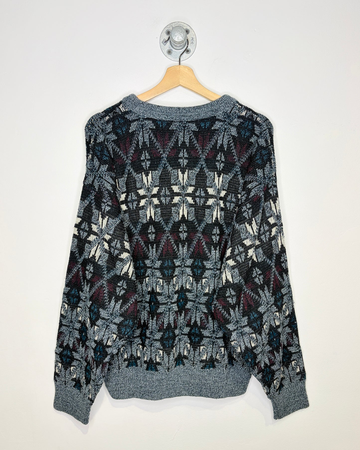 Vintage 90s Jantzen Grey Patterned Sweater