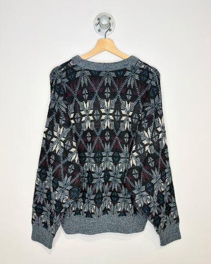 Vintage 90s Jantzen Grey Patterned Sweater