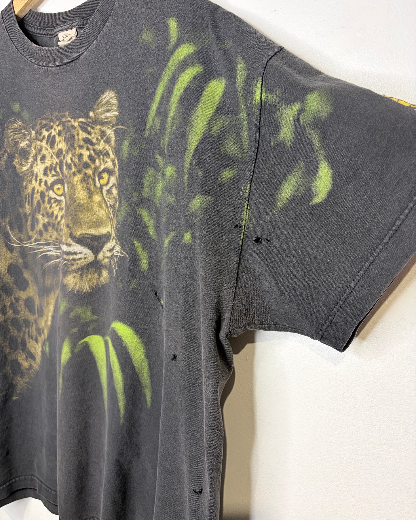 Vintage 90s Cleveland Zoo Leopard Faded Black Tee Shirt