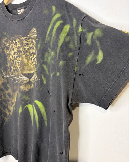 Vintage 90s Cleveland Zoo Leopard Faded Black Tee Shirt