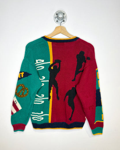 Vintage 90s Belle Pointe Football Cheerleader Knit Cardigan