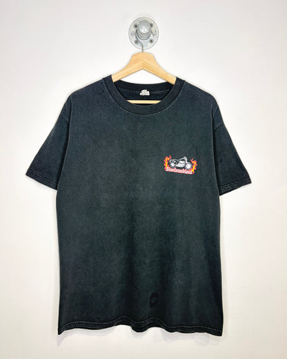 2000s Motorcycle And Flames Neuifoundland Black Tee Shirt