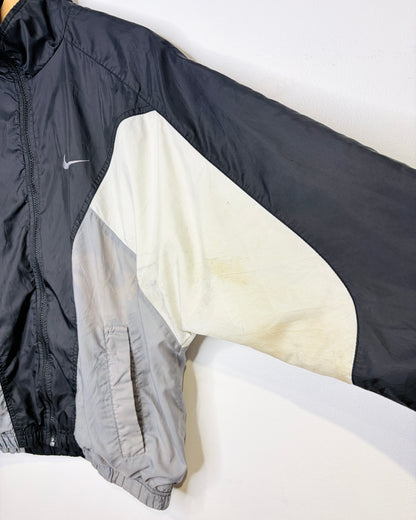 Vintage 90s Nike Swoosh Black, White & Silver Winbreaker