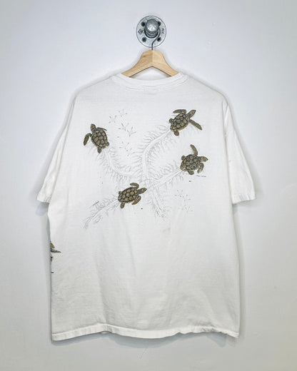 Vintage 90s Harlequin Sea Turtles White Tee Shirt
