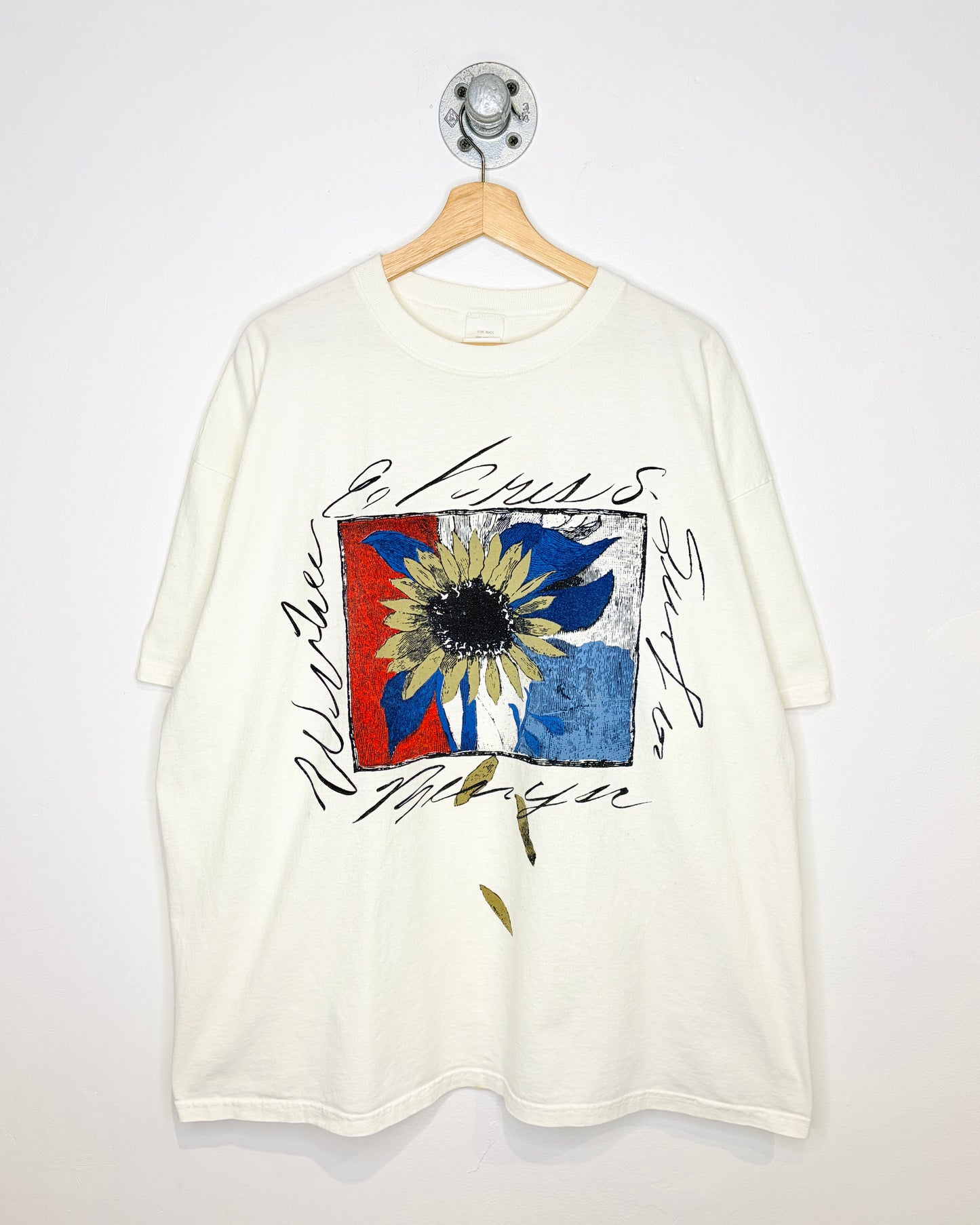Vintage 90s Sunflower White Tee Shirt