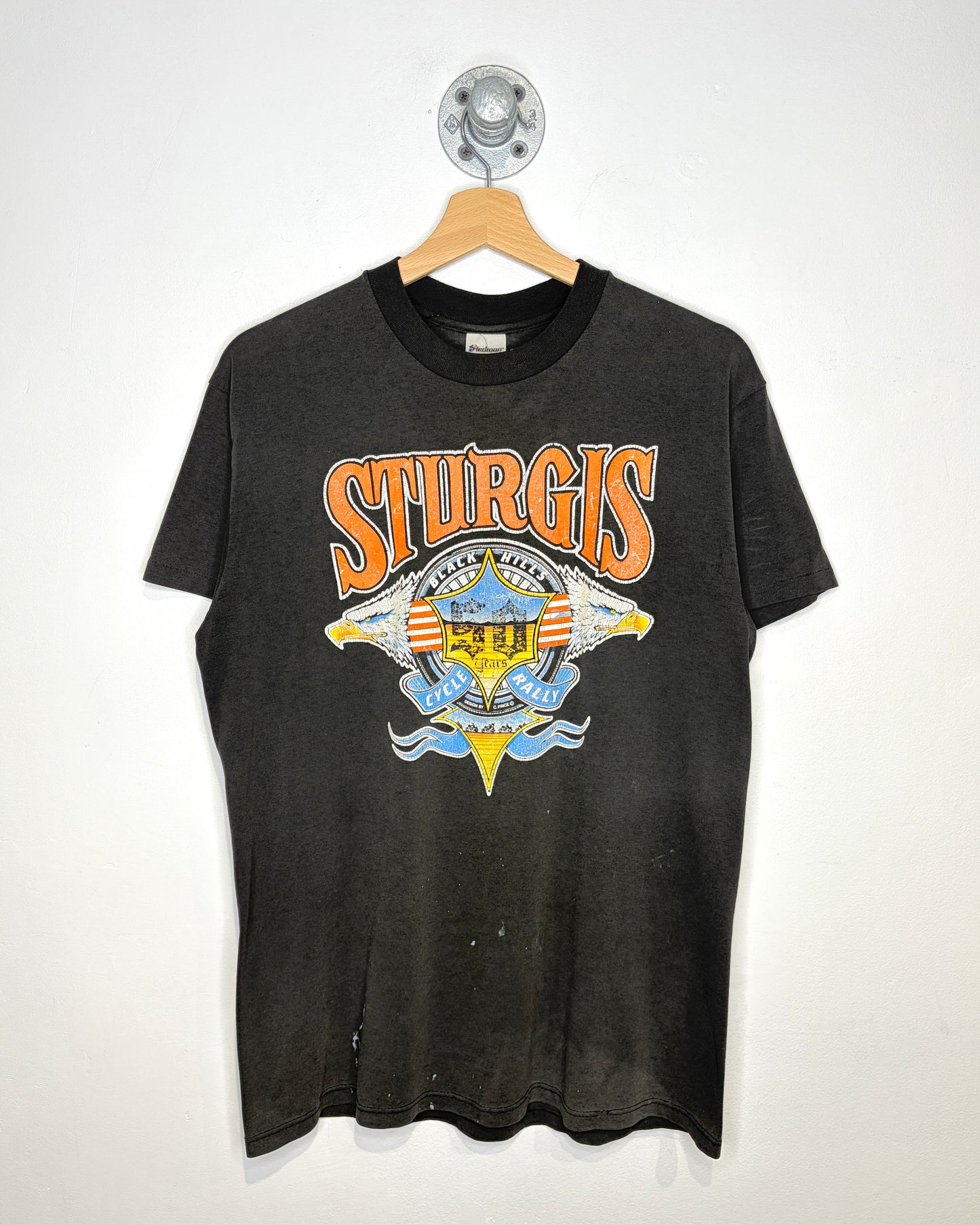 Vintage 1990 Sturgis Black Hills Rally Black Biker Tee Shirt