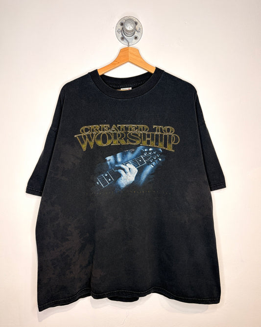 Vintage 90s Created To Worship Faded Black Tee Shirt