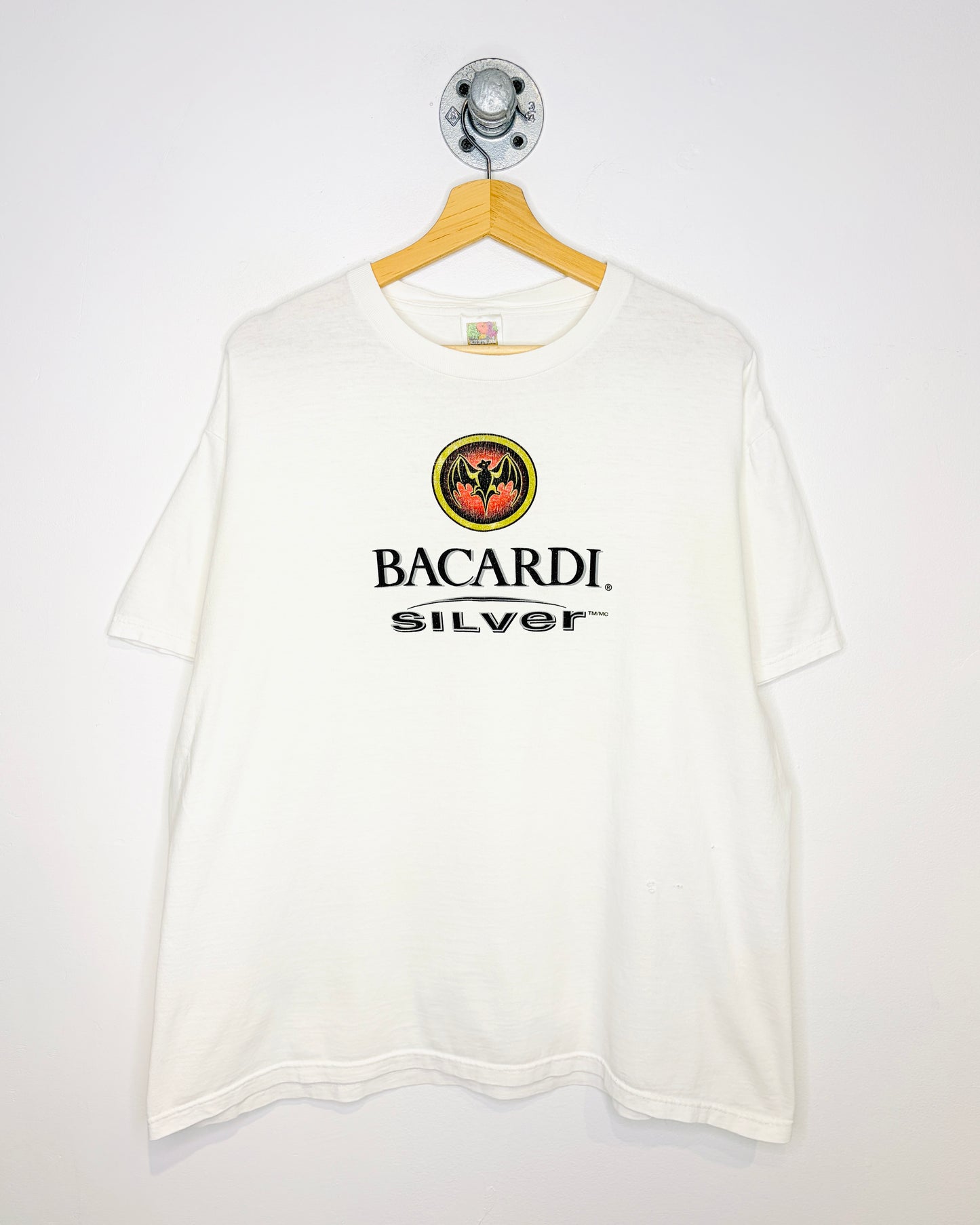 Vintage Boxy Bacardi Silver White Promo Tee Shirt