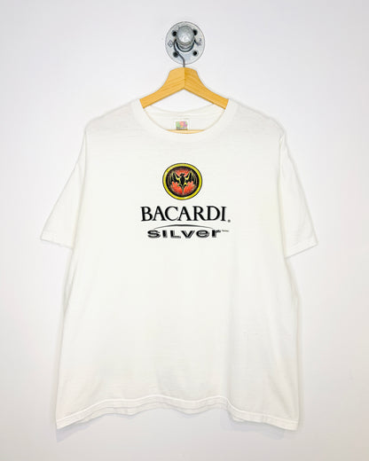 Vintage Boxy Bacardi Silver White Promo Tee Shirt