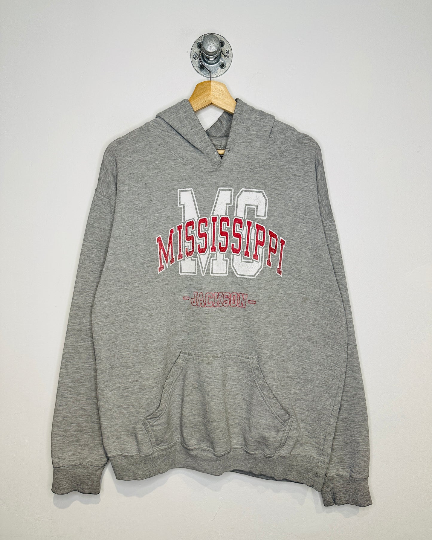 Vintage Late 1990s Mississippi Jackson Grey Hoodie