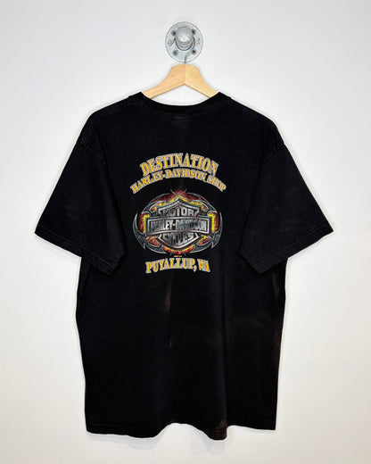 2007 Harley Davidson Puyallup Faded Black Tee Shirt