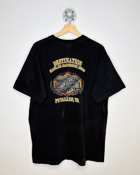 2007 Harley Davidson Puyallup Faded Black Tee Shirt