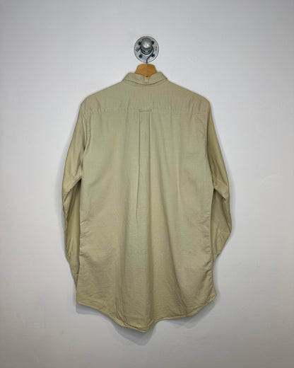 Vintage 1970s Beige One Pocket Button Down Tapered Fit Long Sleeve Shirt