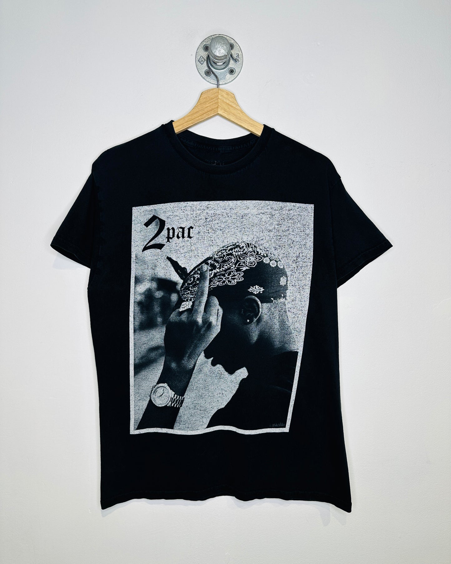 2Pac Portrait Print Black Tee Shirt