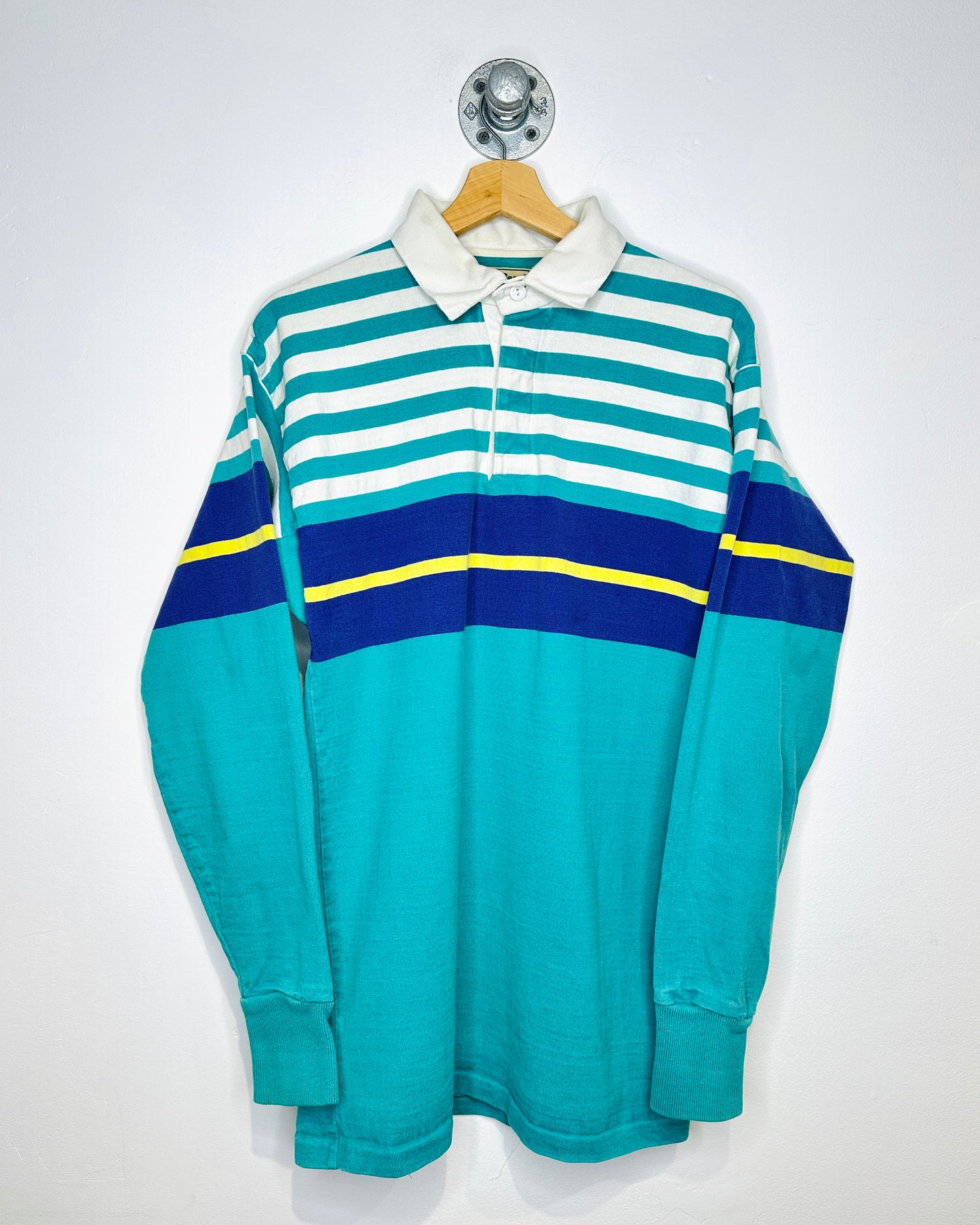 Vintage 1990s L.L Bean Teal And Purple Rugby Shirt