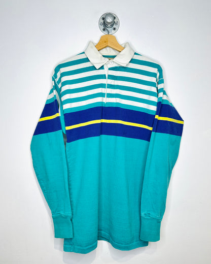 Vintage 1990s L.L Bean Teal And Purple Rugby Shirt