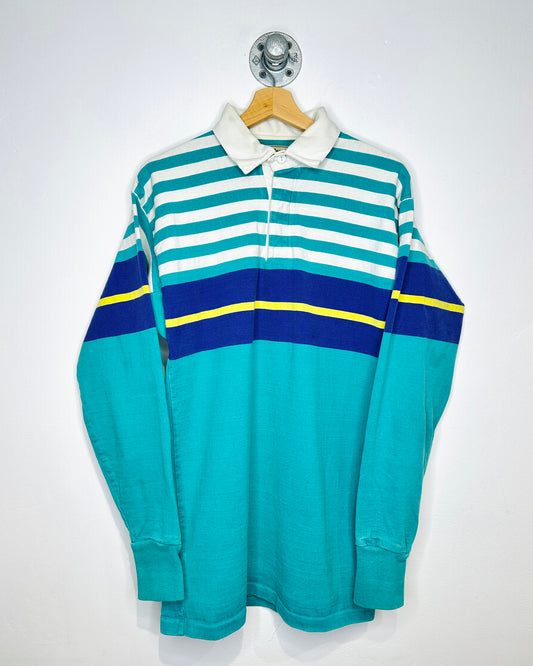 Vintage 1990s L.L Bean Teal And Purple Rugby Shirt