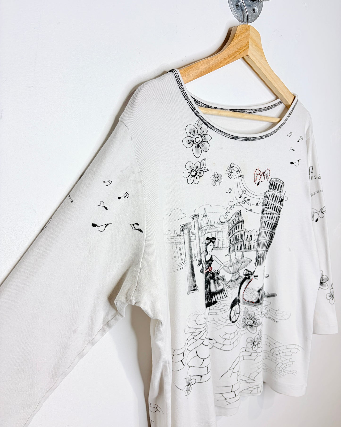 Rome Pisa Rhinestone Shopper White Women’s Tee Shirt