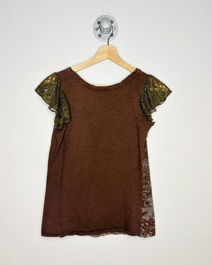 Y2K Women’s RXB Earth Tone Affliction Style V-Neck Top