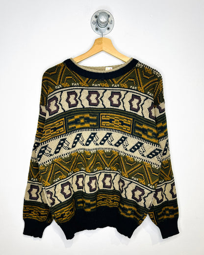 Vintage 90s Jonathan Bryan Abstract Earth Tone Sweater