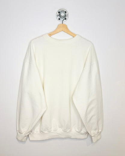 Vintage 90s Ikeda Embroidered White Crewneck Sweatshirt
