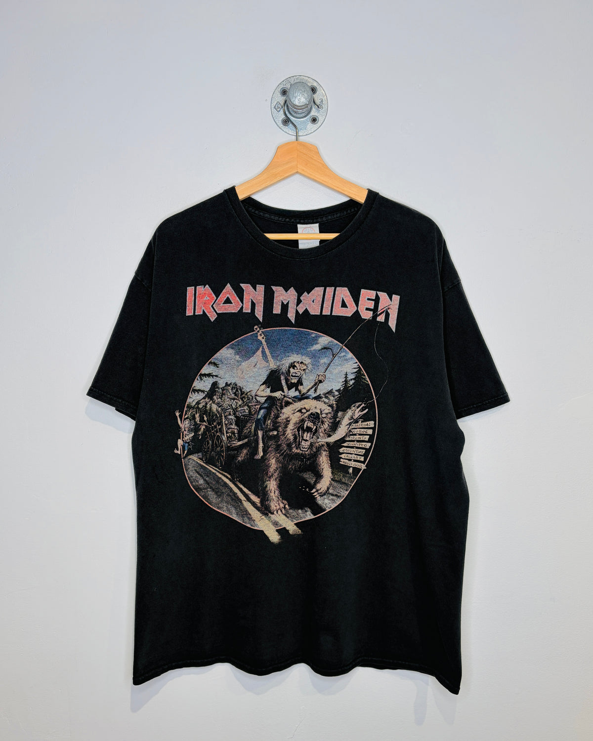 Iron Maiden Canadian Tour Faded Black Tee Shirt