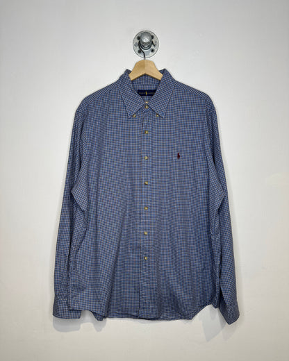 Ralph Lauren Blue And Brown Check Long Sleeve Button Down Shirt