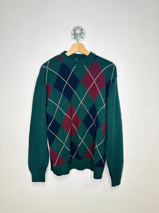 Dockers Green And Burgundy Argyle Cotton Sweater