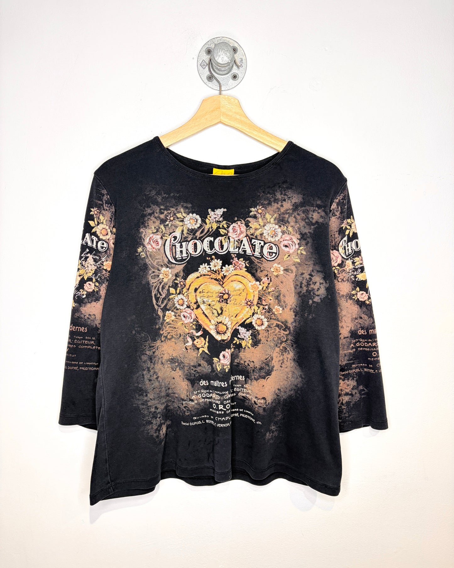 Vintage Y2K Women's Katina Marie Chocolate AOP Black Longsleeve Shirt
