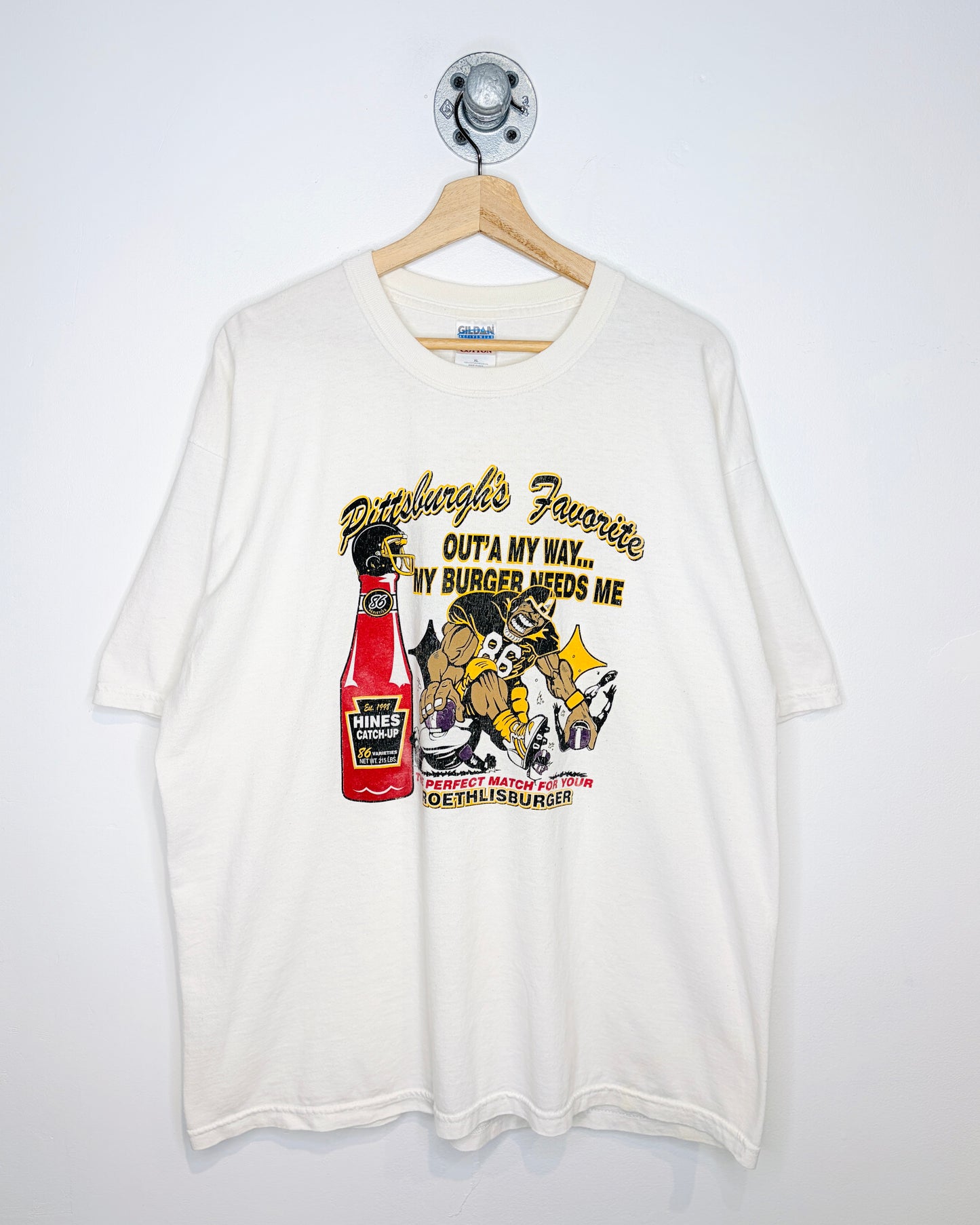 Vintage 2000s Pittsburgh’s Hines Catch-Up White Tee Shirt