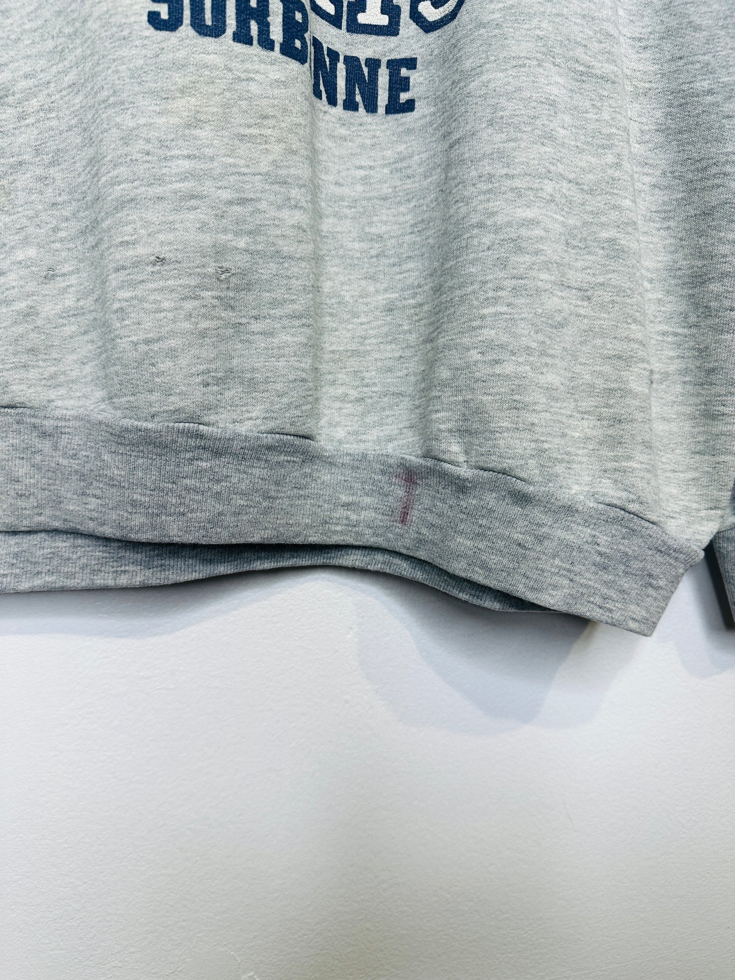 Vintage 1980s Universite Paris Sorbonne Distressed Grey Sweatshirt Crewneck