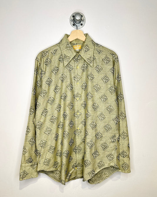 Vintage 70s Oleg Cassini Patterned Dress Shirt