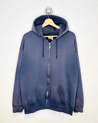 Vintage 90s Boxy Tultex Blank Navy Blue Zip Up Hoodie