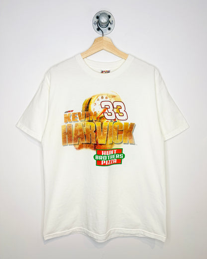 Vintage 2000s Kevin Harvick Hunt Brothers Pizza White Tee Shirt