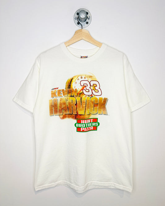 Vintage 2000s Kevin Harvick Hunt Brothers Pizza White Tee Shirt