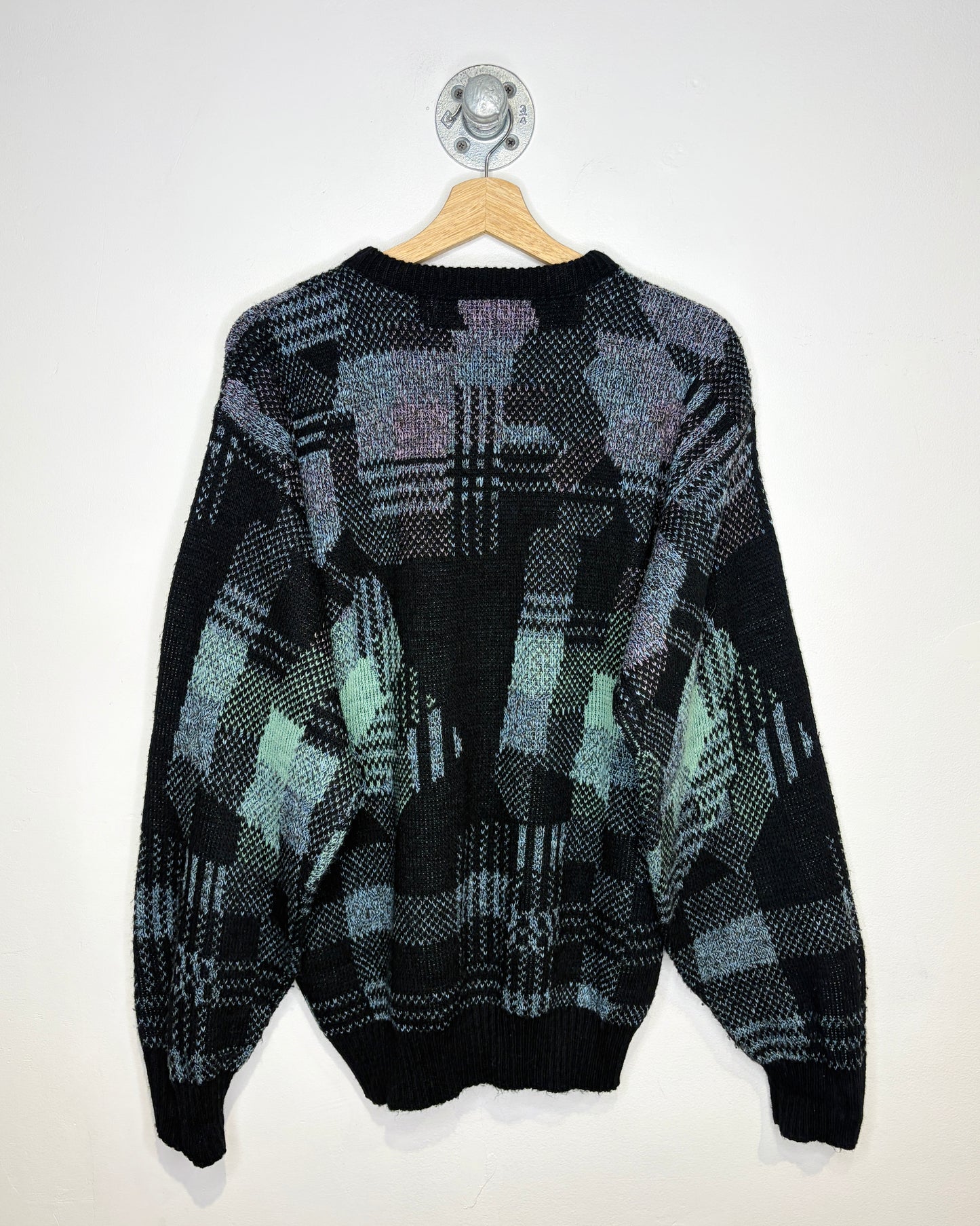 Vintage 90s Le Tigre Patterned Black Sweater