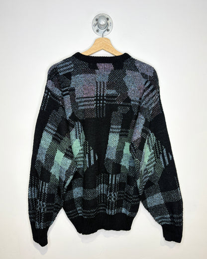 Vintage 90s Le Tigre Patterned Black Sweater