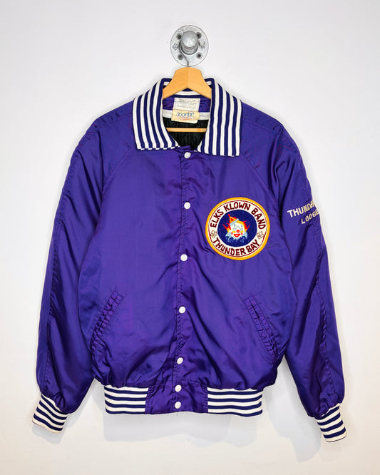 Vintage 1970s Thunder Bay Elks Klown Band Purple Snap Jacket
