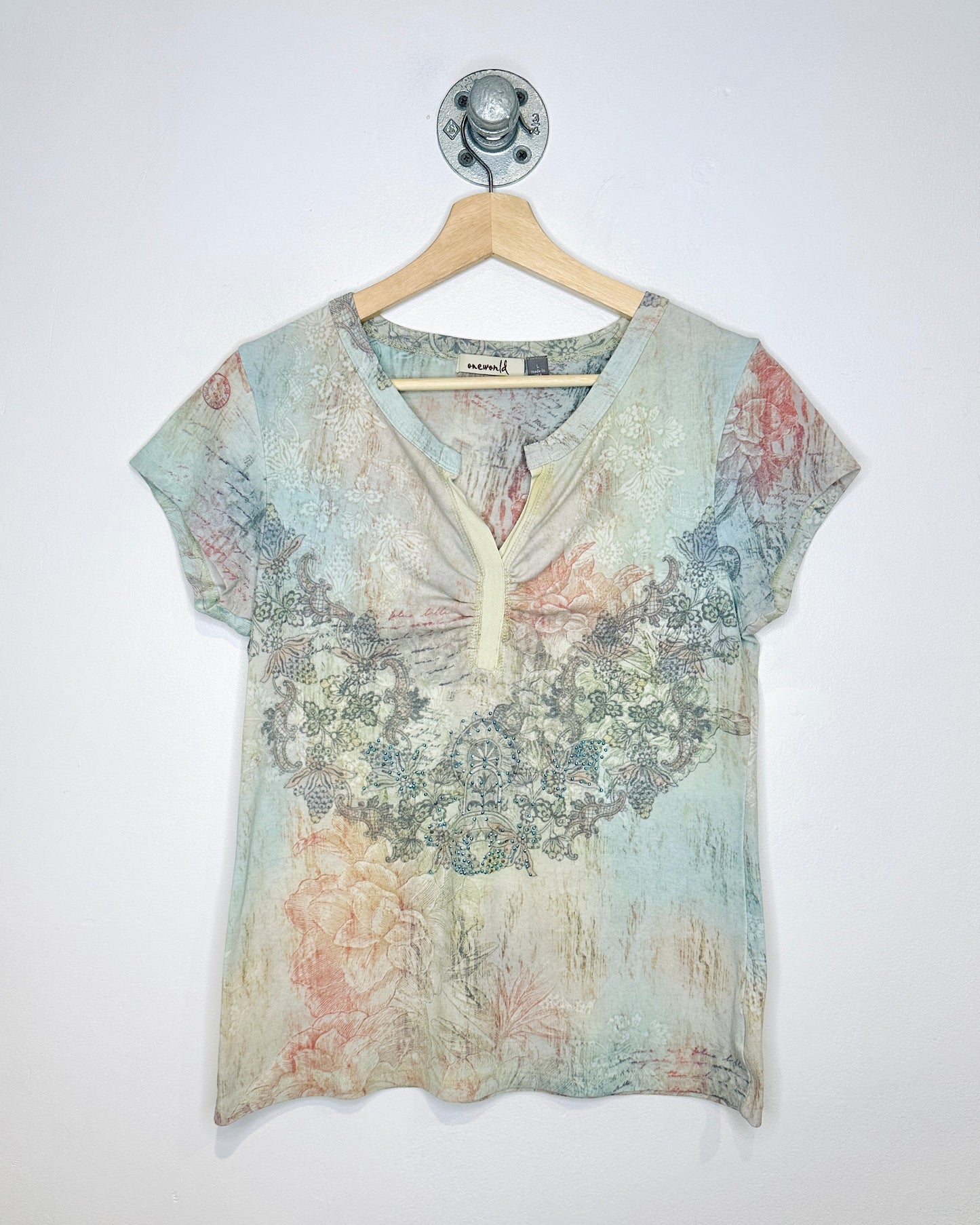 Vintage Y2K Women’s Oneworld All Over Print Top